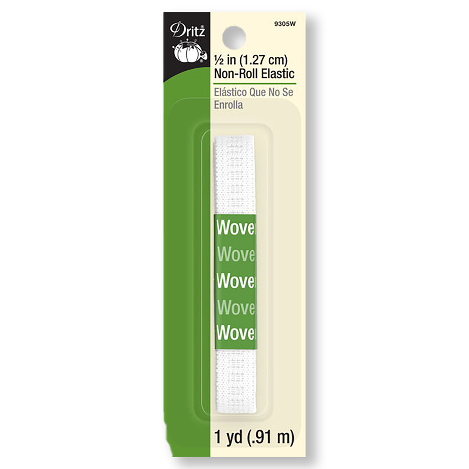 1/2" Non-Roll Elastic - White - 1 yd