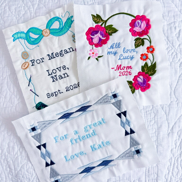 machine embroidery: customizable on-screen quilt labels