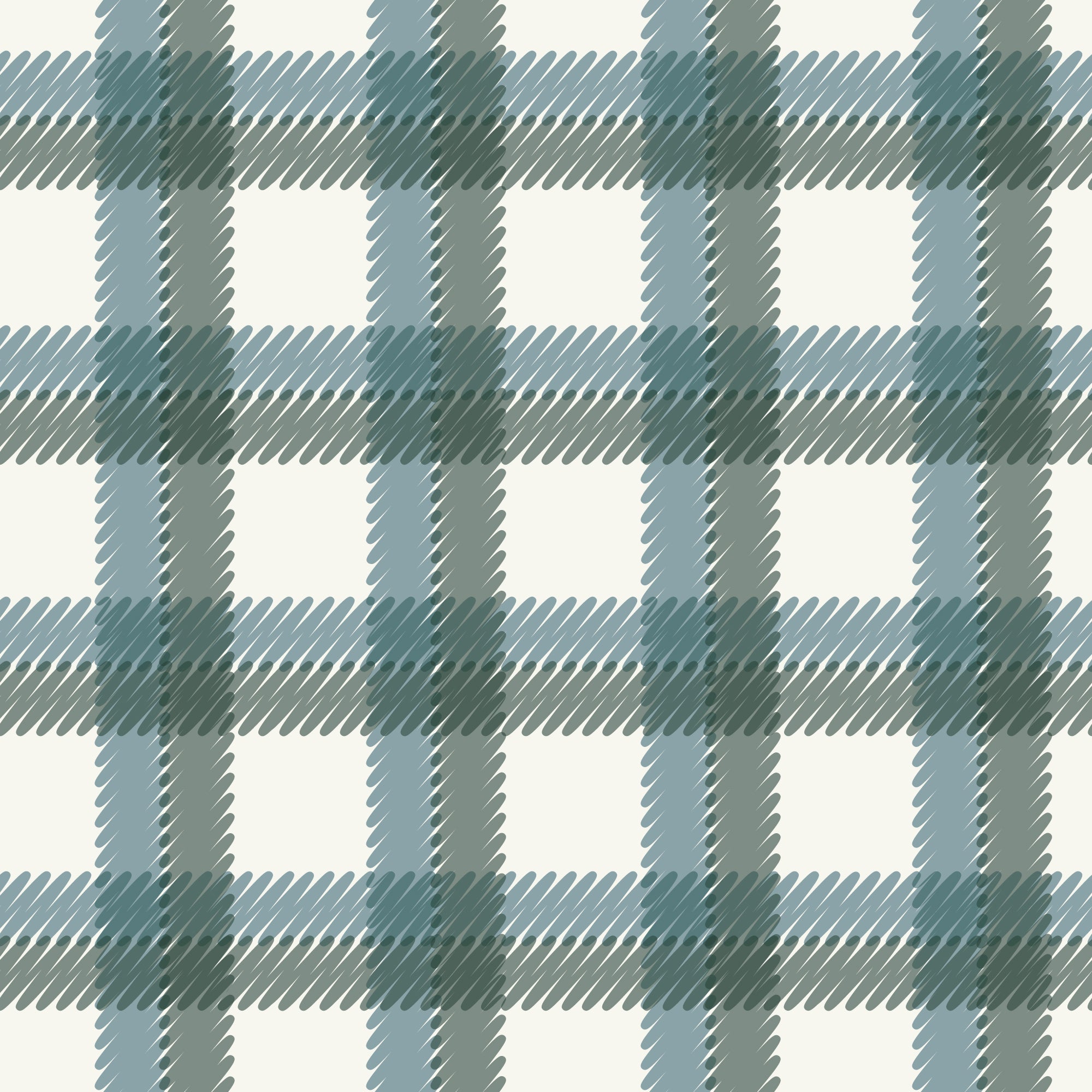 Fall and Flutter Flannel - Scribbly Plaid - Blue