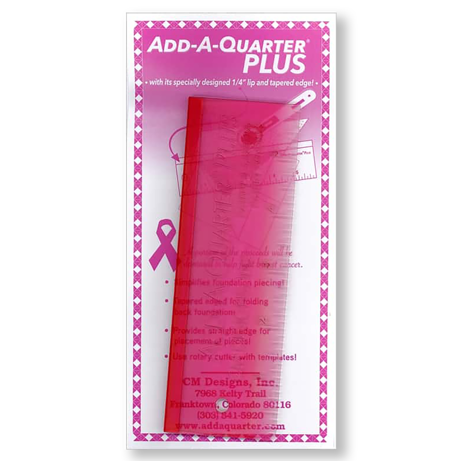 Ruler: Add A Quarter PLUS - 6 inch - Pink