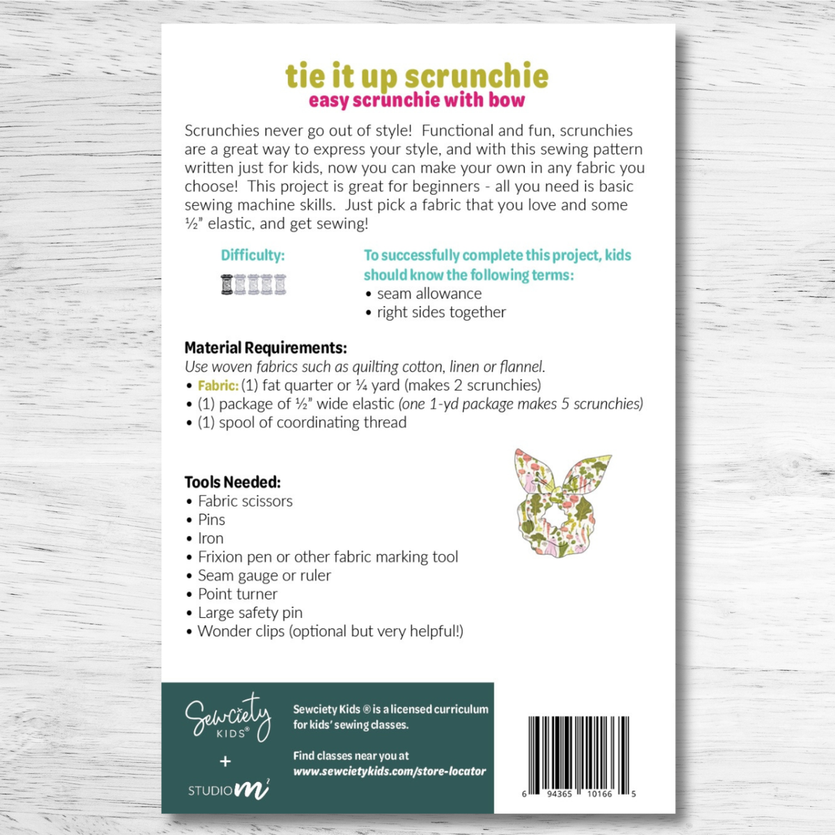 Sewciety Kids - Tie It Up Scrunchie