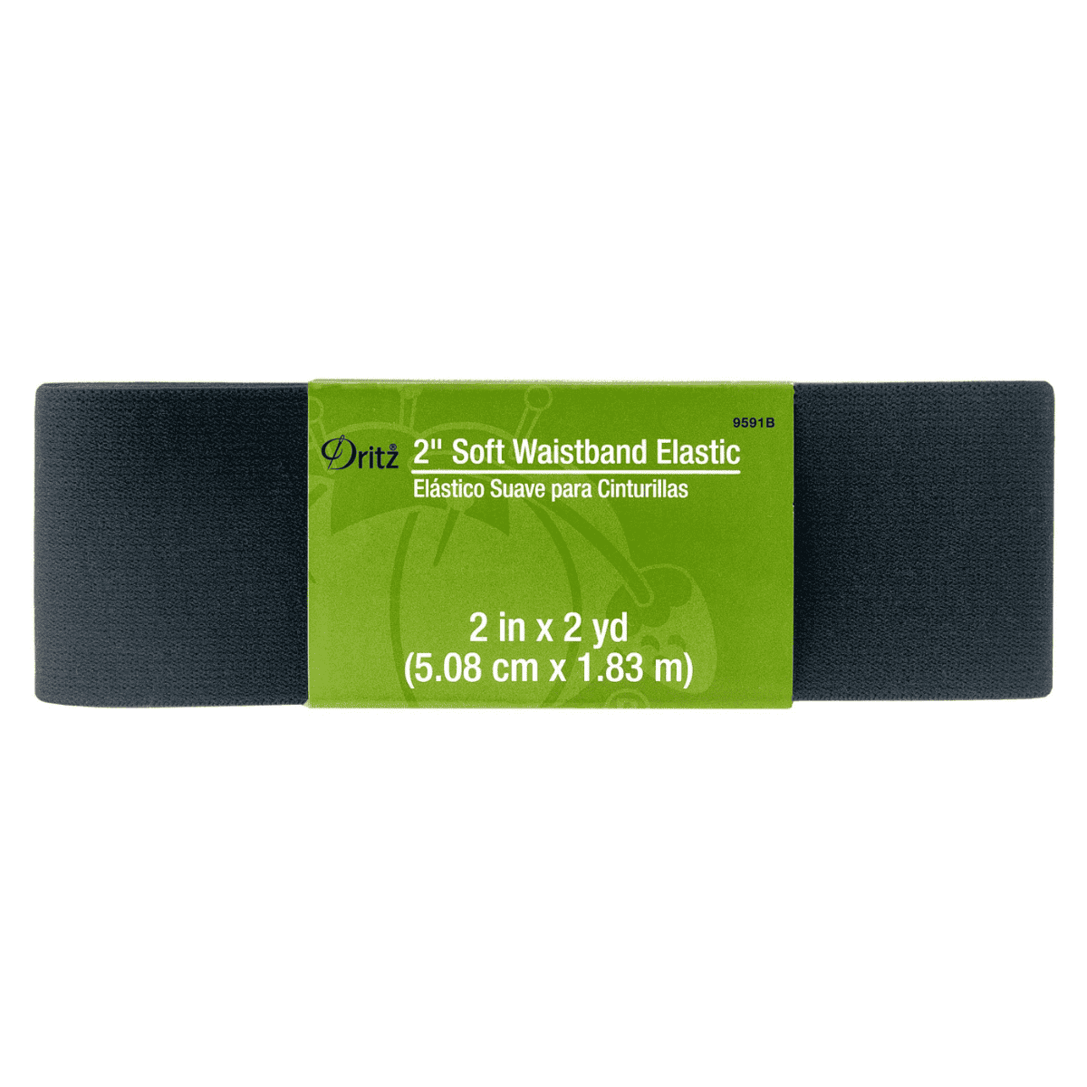 2" Black Knit Elastic by the yard