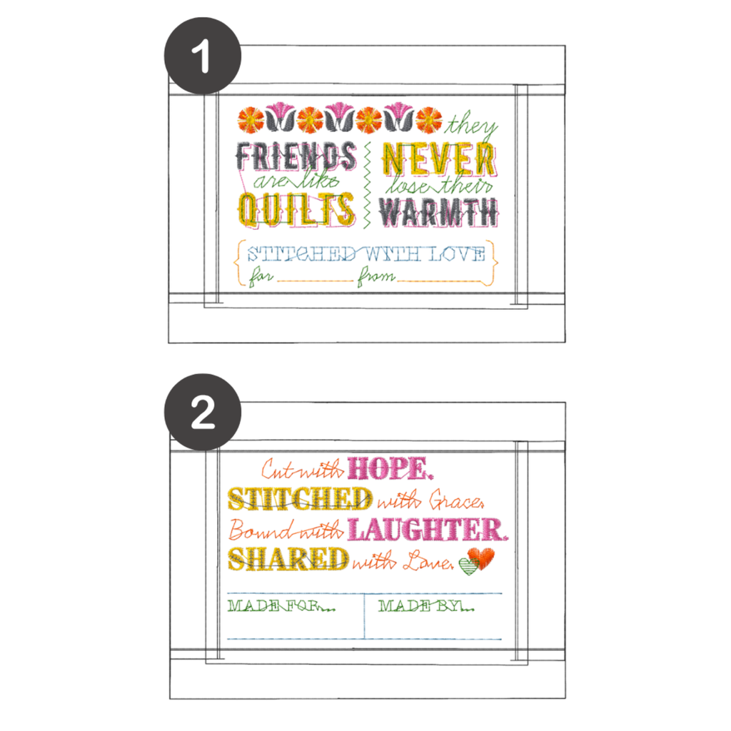 machine embroidery: in-the-hoop framed quilt labels