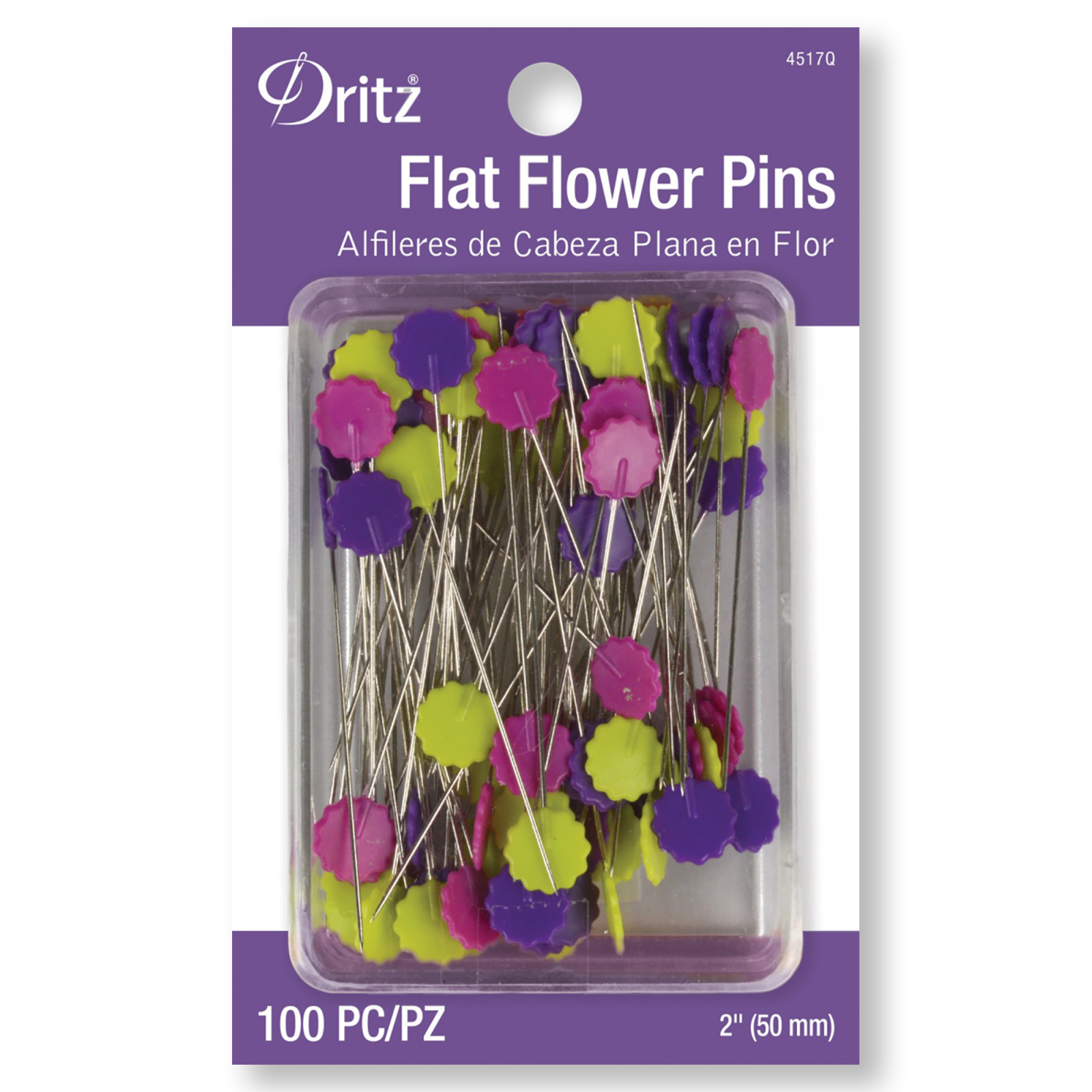 Flat Flower Pins - 100 count