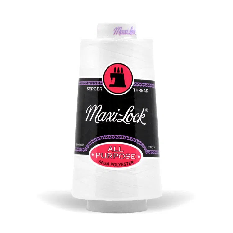 Maxi Lock Serger Thread - White - 3000 yd Cone