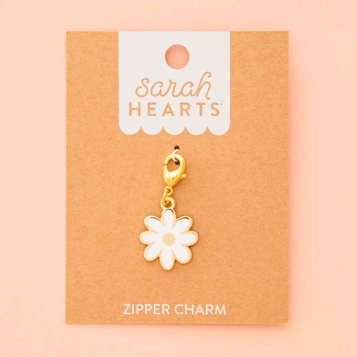 Sarah Hearts - Zipper Charm - White Daisy