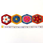 Crochet Floral Trim - 2.3" Wide - Hexagonal - Blue