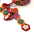 Crochet Floral Trim - 2.3" Wide - Hexagonal - Blue