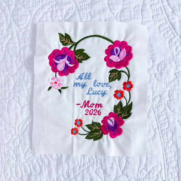 machine embroidery: customizable on-screen quilt labels