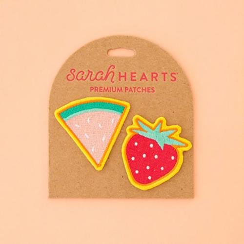 Sarah Hearts - Embroidery Patches - Watermelon Strawberry