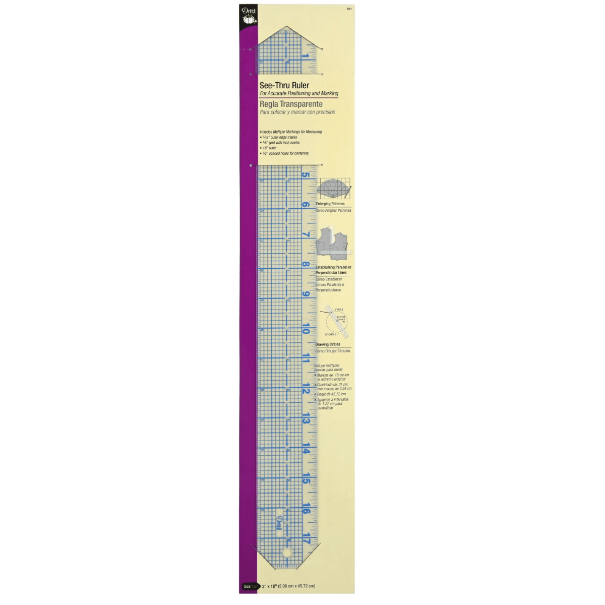Quilt-N-Sew Ruler - 2" x 18"