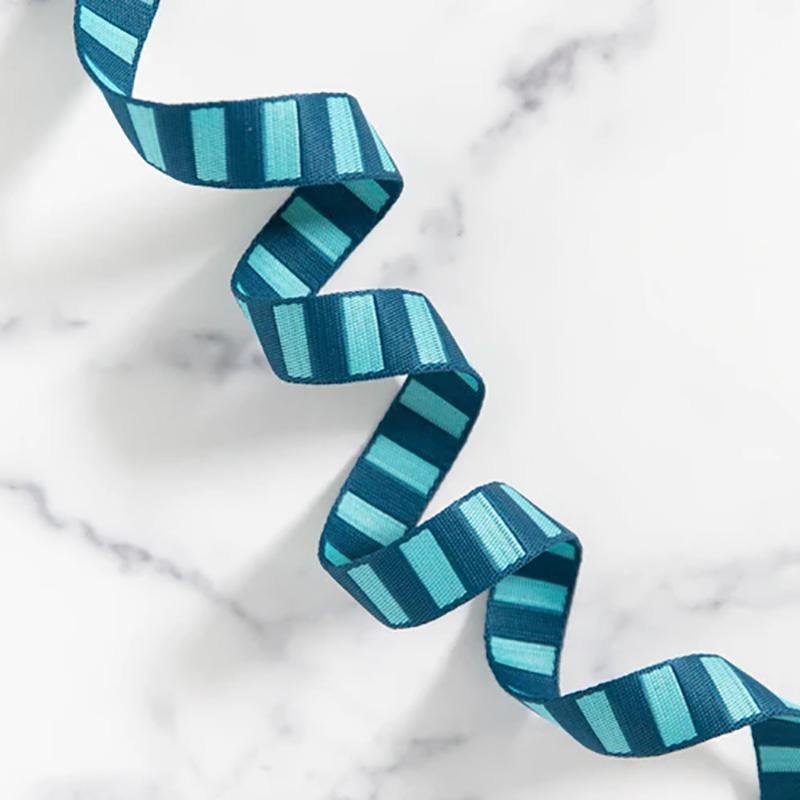 Bold Stripe 1" Jacquard Webbing - Peacock / Turq