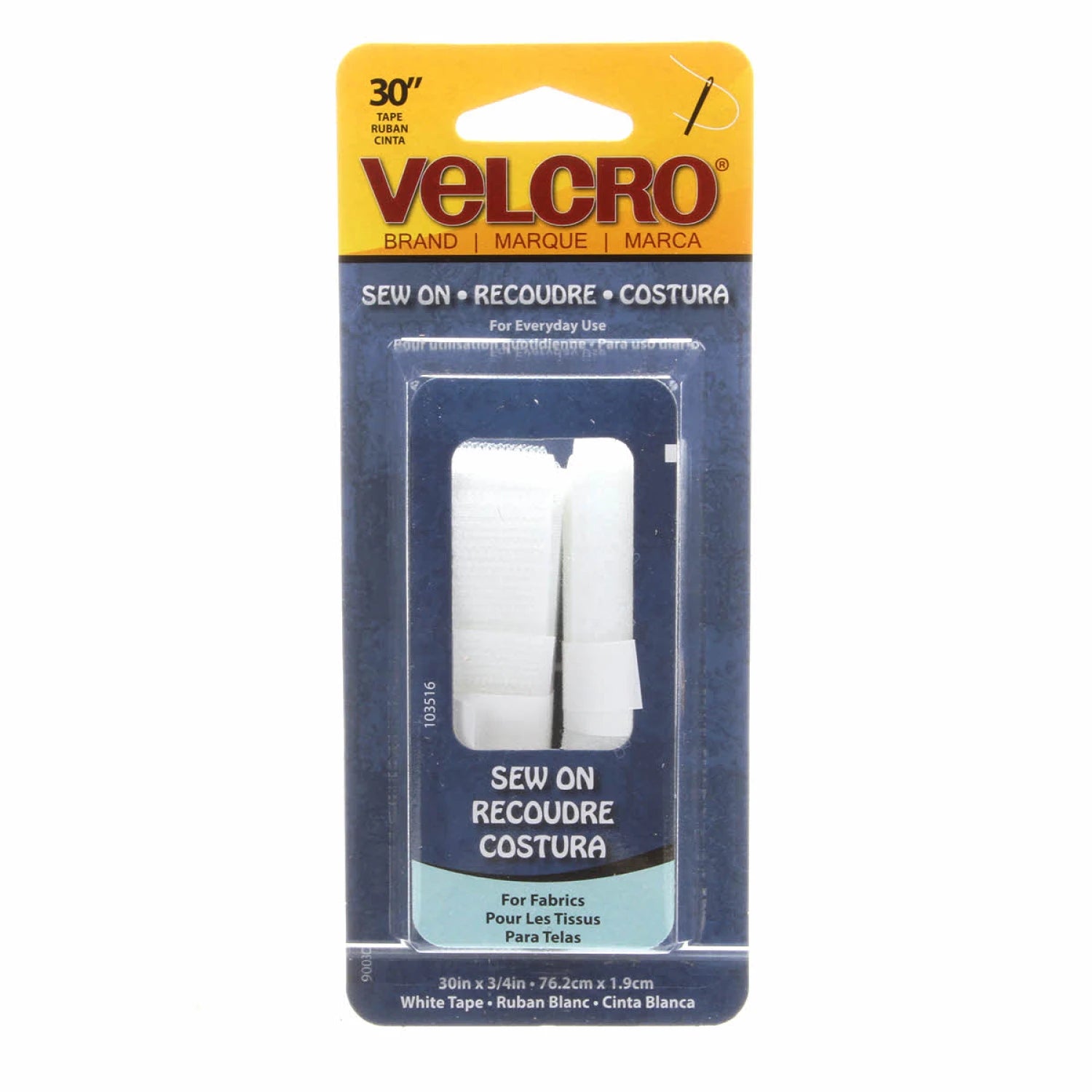 Sew On Velcro - 30" x 3/4" wide - White