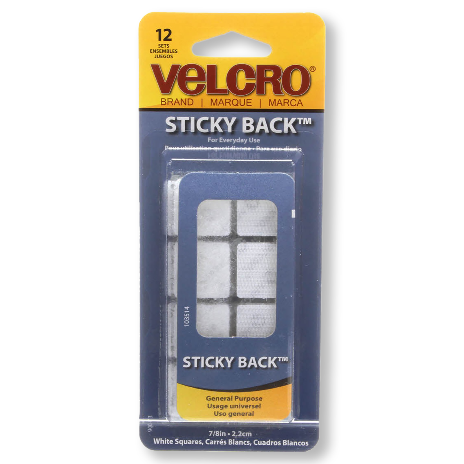 Velcro Sticky Back 7/8" Square - White