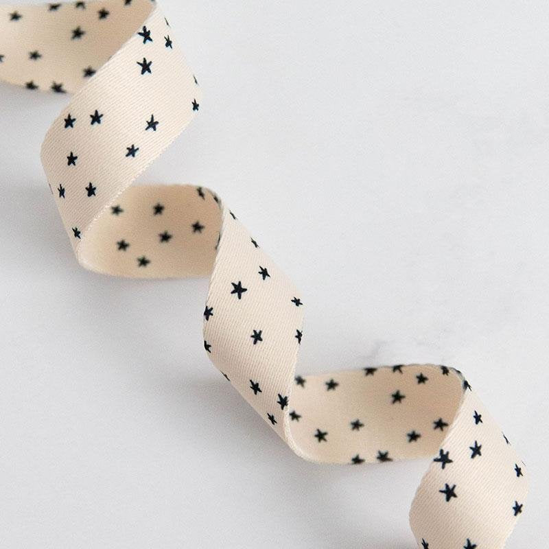 Mini Starry Webbing - 1" wide - Natural/Black 