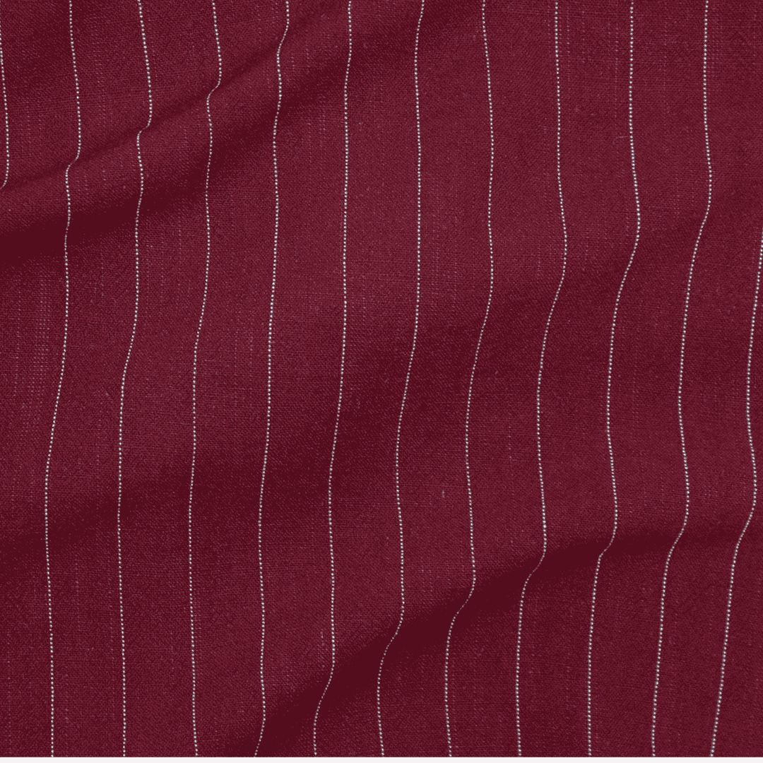 Silky Noil Stripe - Burgundy