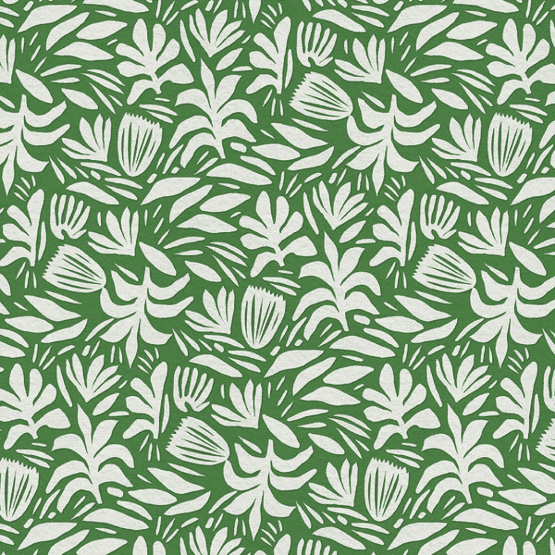 Abstract Shapes Rayon - White on Green