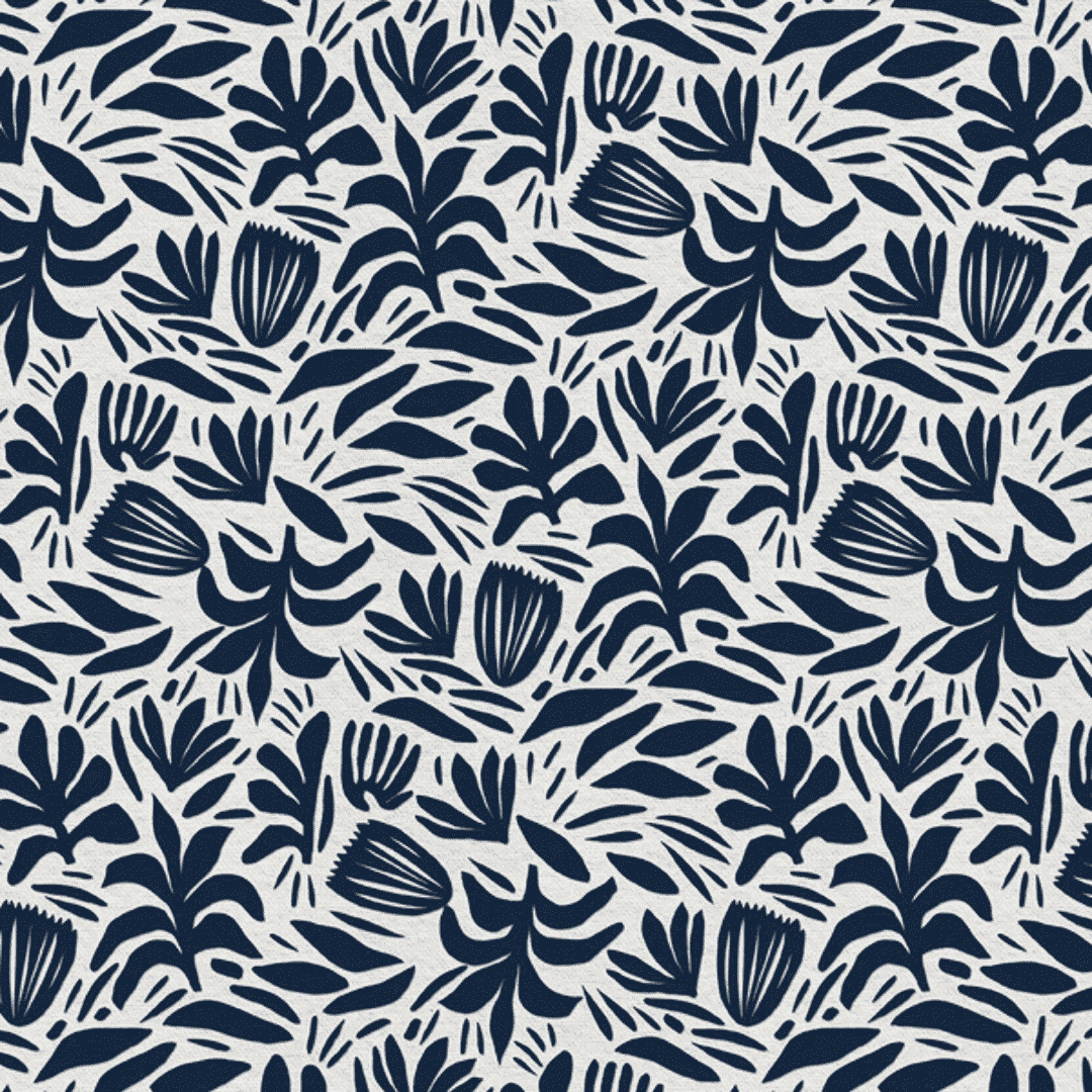 Abstract Shapes Rayon - Blue on White