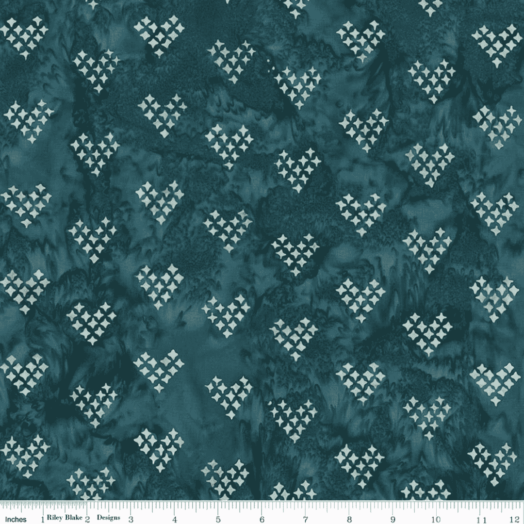 Boho Batiks - Hearts - Stormy Seas