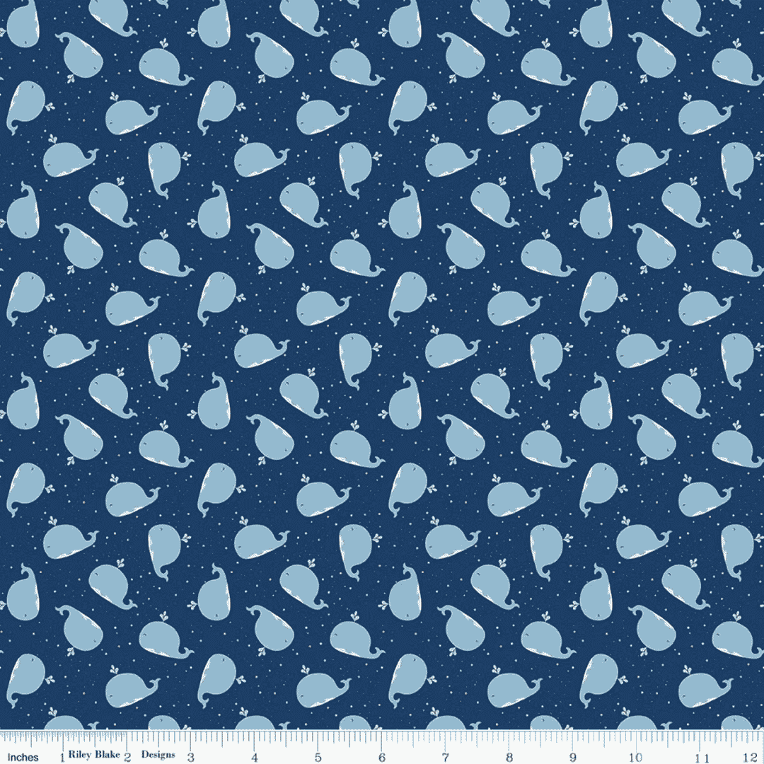 Love You to the Moon Flannel - Whales - Navy