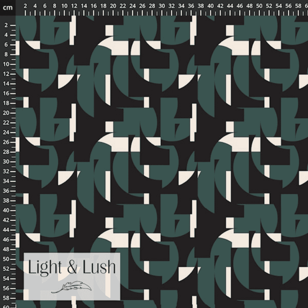 Light & Lush Viscose - Geometric - Bottle Green