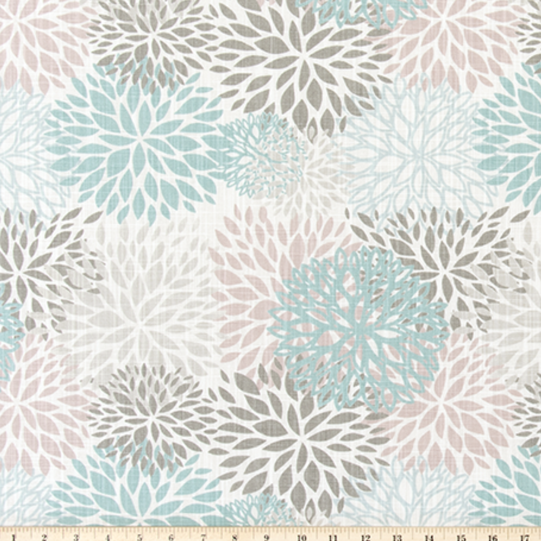 Upholstery Slub Canvas - Blooms - Port