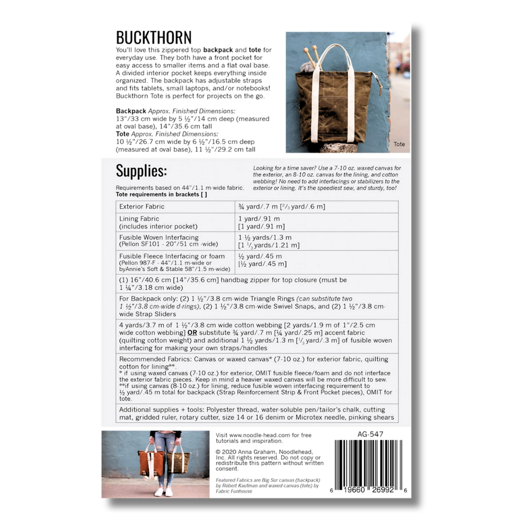 Noodlehead - Buckthorn Backpack + Tote