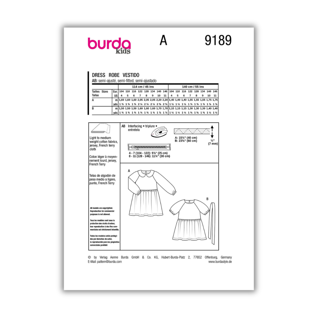 Burda Style - Kids - Girl's Dress #9189