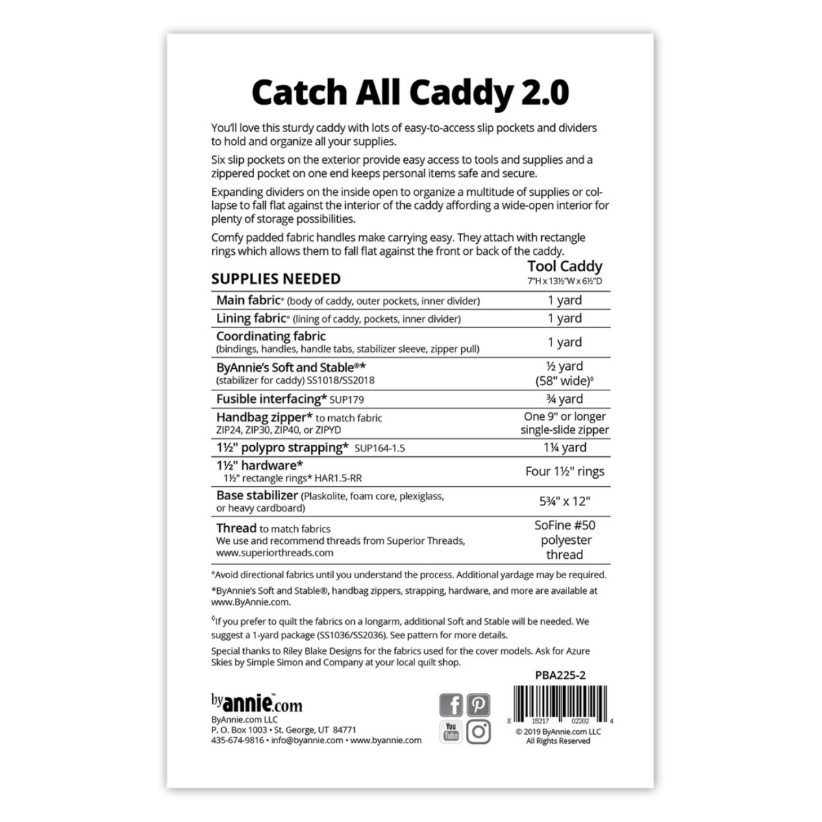 By Annie - Catch All Caddy 2.0 Pattern