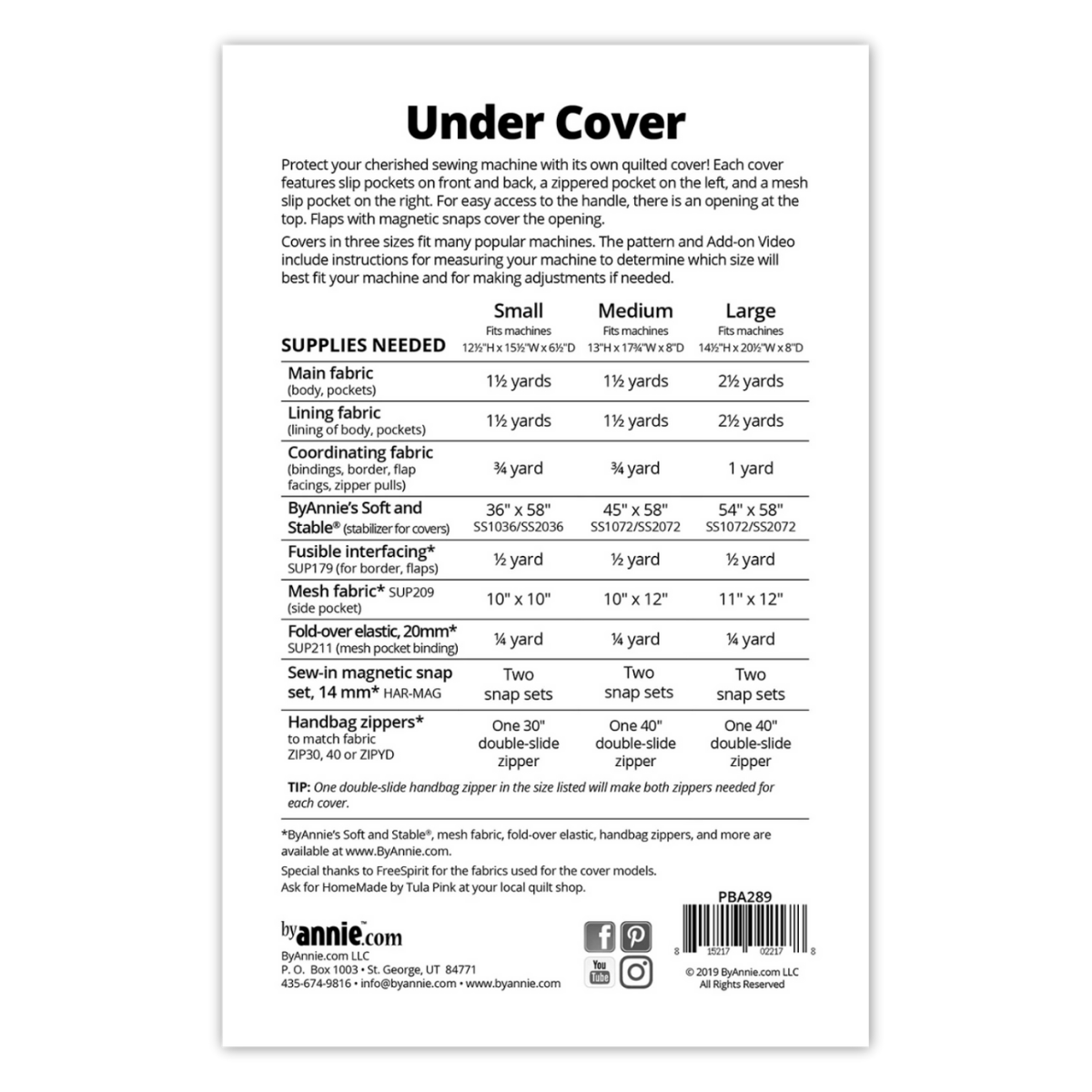 By Annie - Under Cover Sewing Machine Cover Pattern