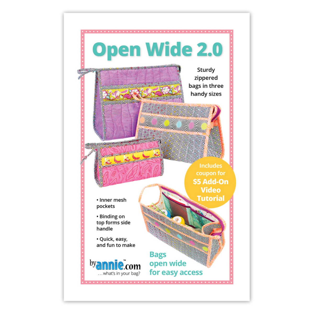 By Annie - Open Wide 2.0 Zippered Bag Pattern