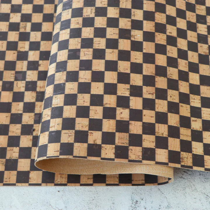 Sallie Tomato Cork Fabric - Checkerboard - 1/2 yd