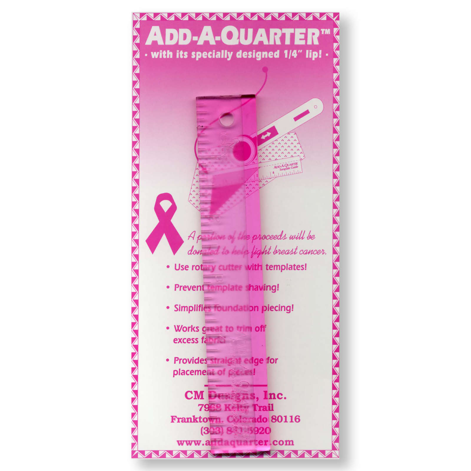 Ruler: Add A Quarter - 1" x 6" - Pink