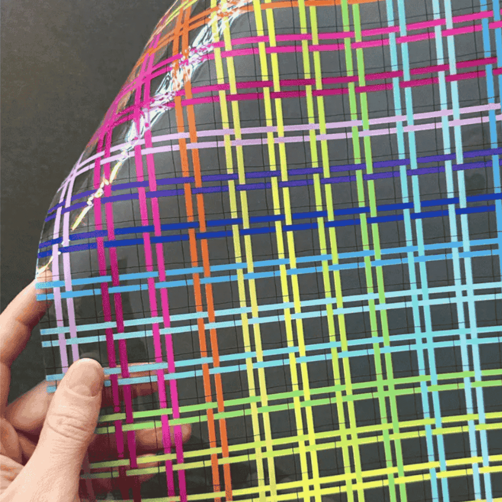 Clear Vinyl - Rainbow Plaid 12" x 25"
