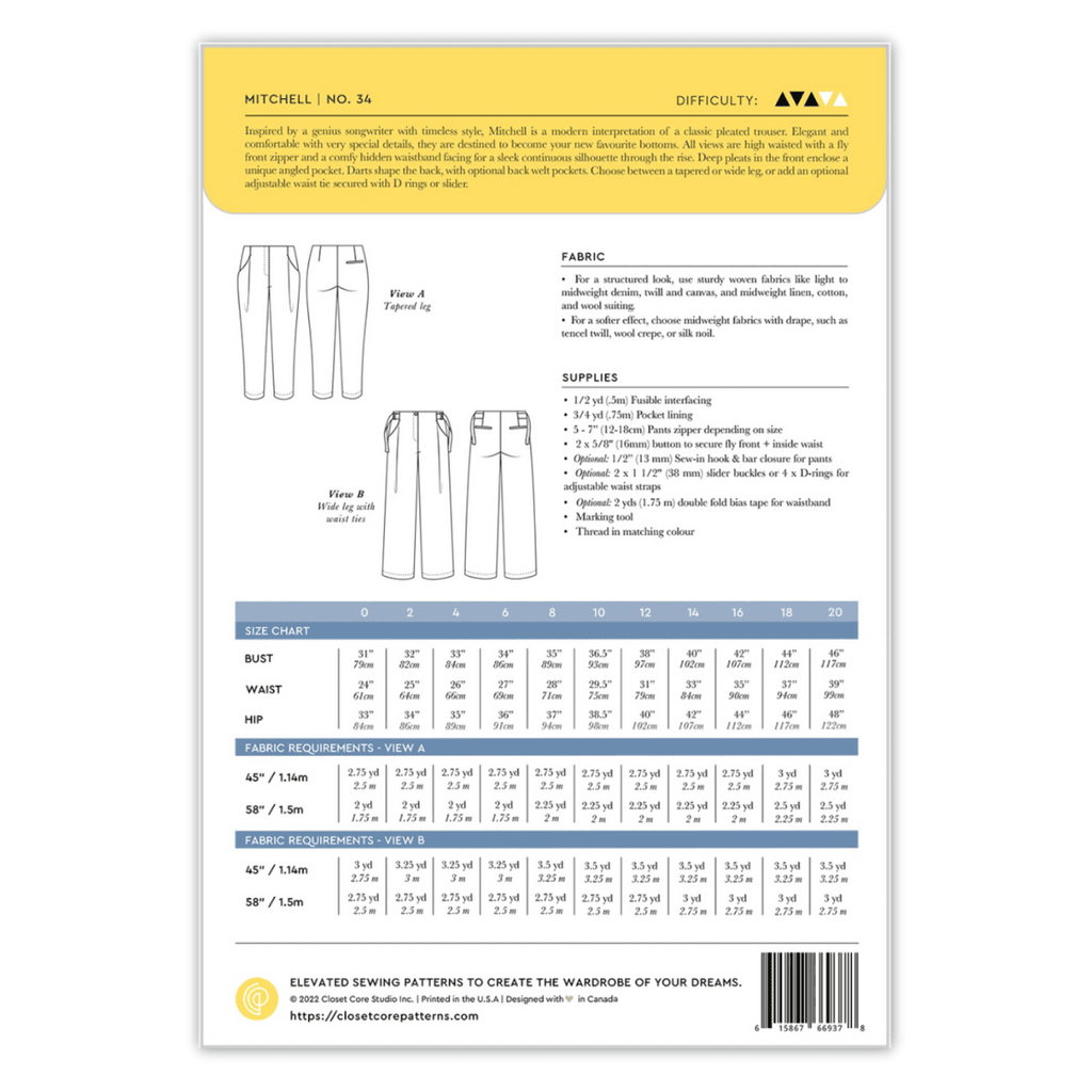 Closet Core Pattern - Mitchell Trousers