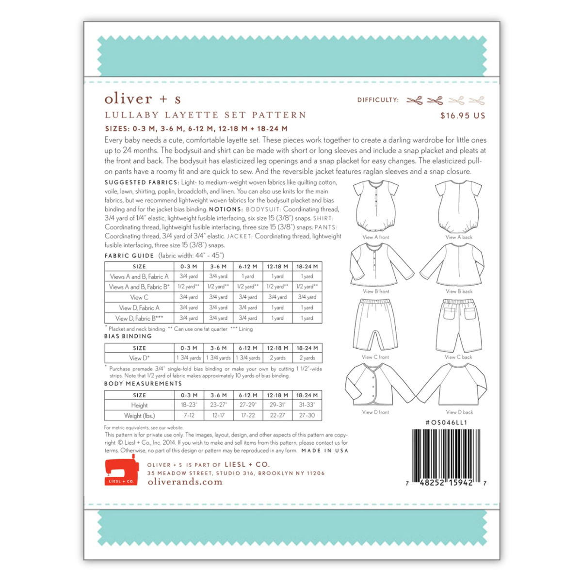 Oliver + S - Lullaby Layette Set Pattern