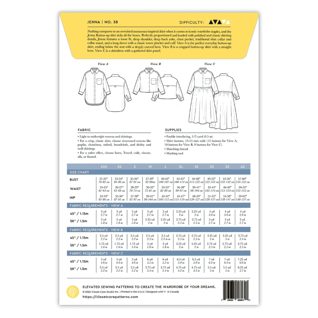 Closet Core Patterns - Jenna Button Up Shirt and Dress