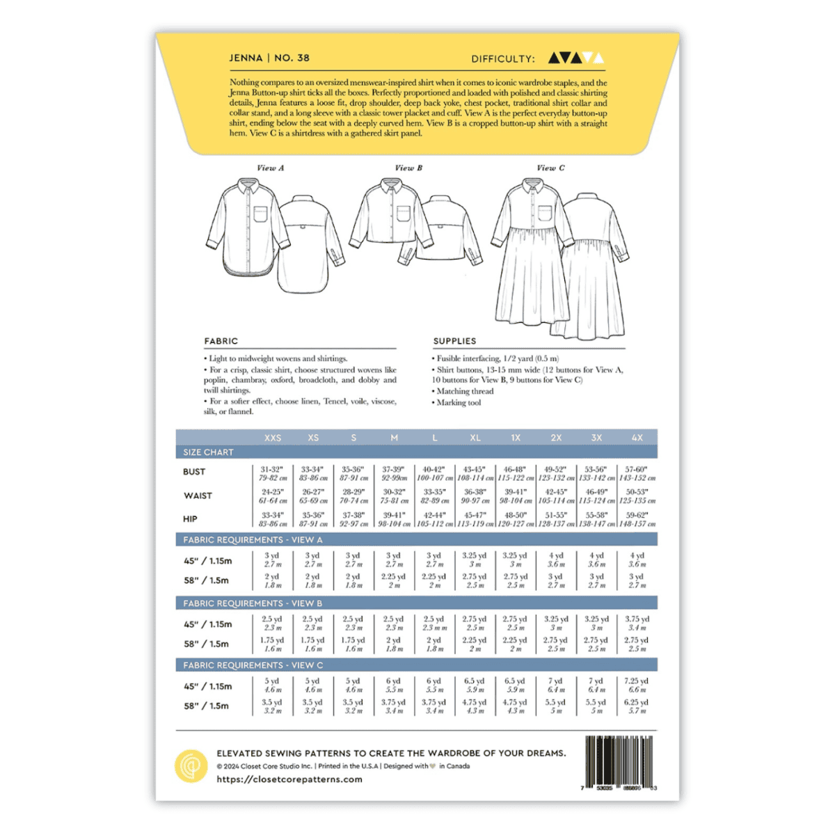 Closet Core Patterns - Jenna Button Up Shirt and Dress