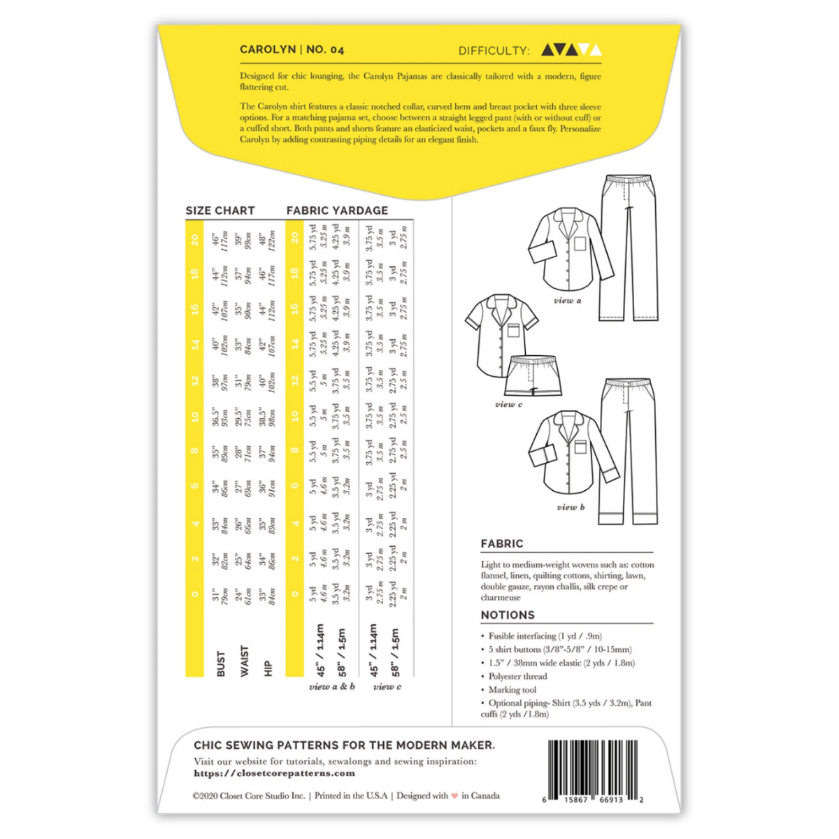 Closet Core Patterns - Carolyn Pajamas