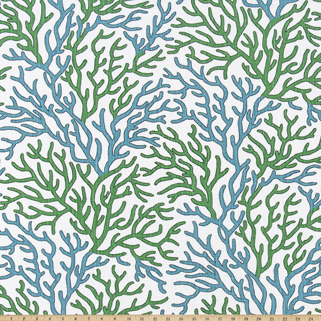 Upholstery Luxe Canvas - Coral Reef - Cool Green
