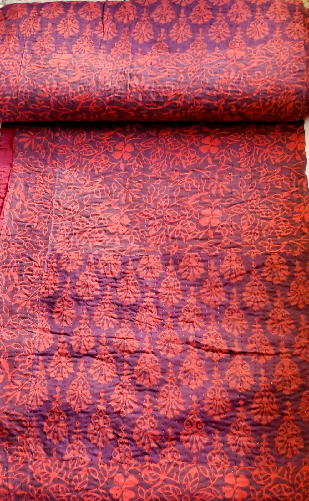 Kantha Cloth - Wine Damask