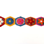Crochet Floral Trim - 2.3" Wide - Hexagonal - Blue