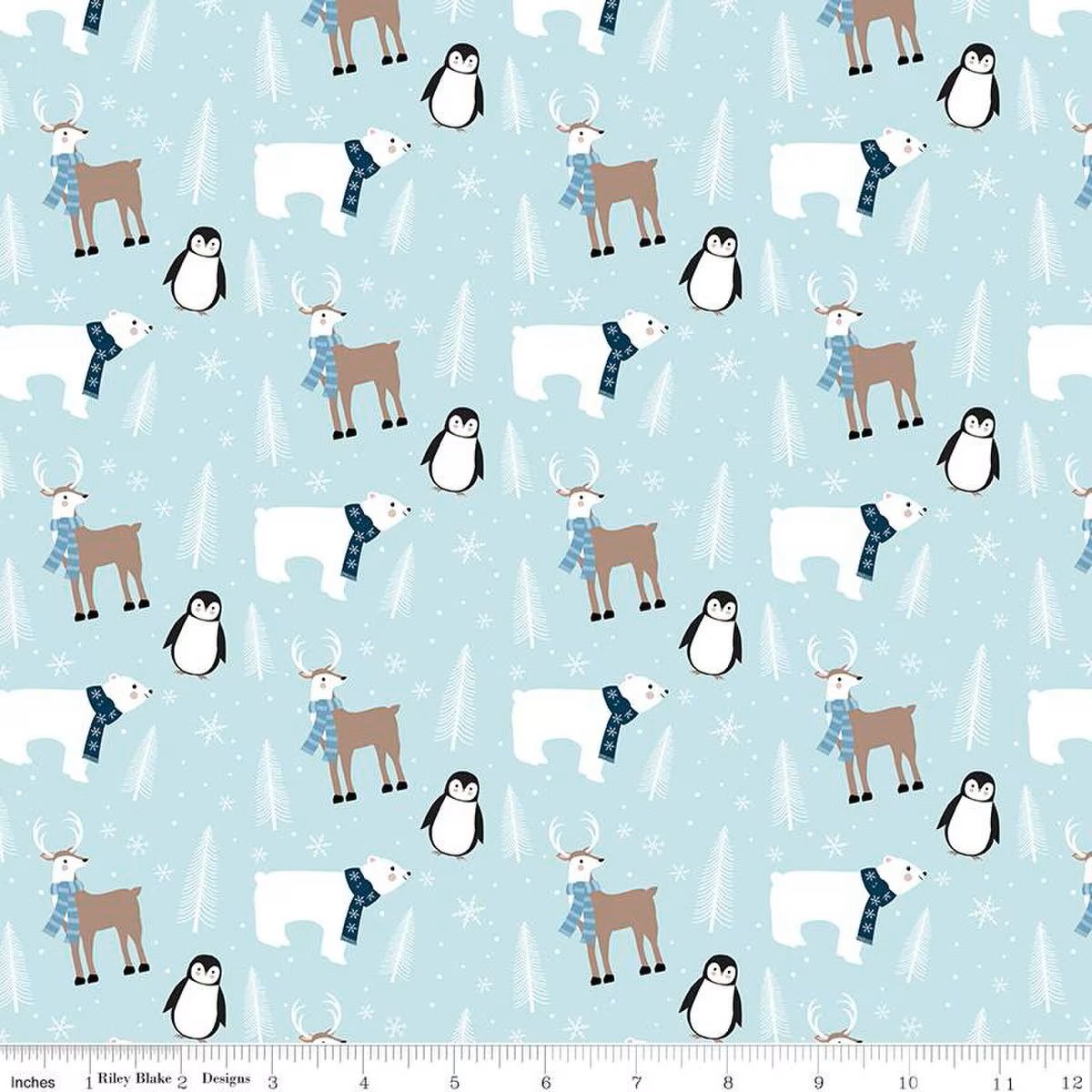 Designer Flannel - Winter Magic - Winter Animals - Aqua