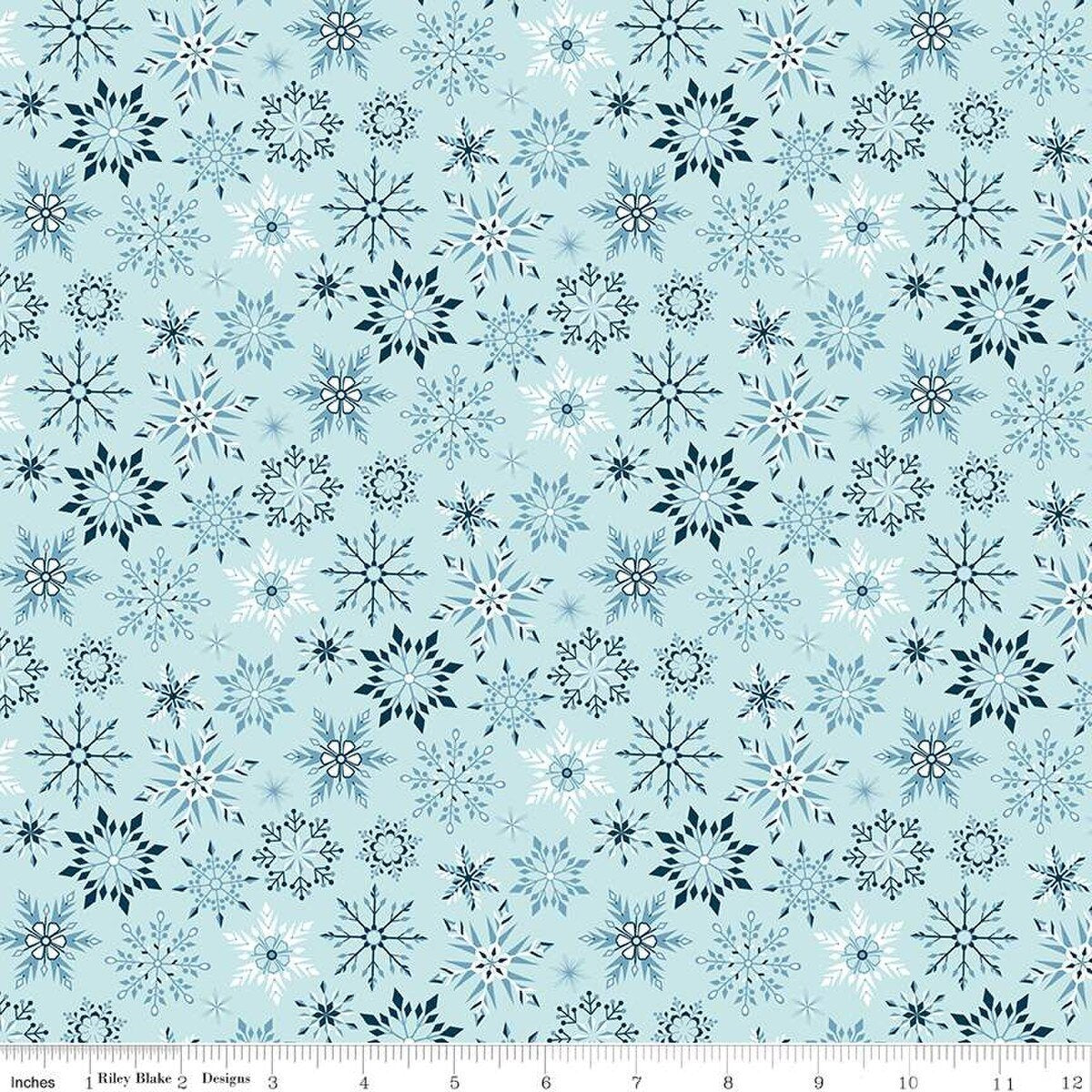 Designer Flannel - Winter Magic - Snowflakes - Aqua