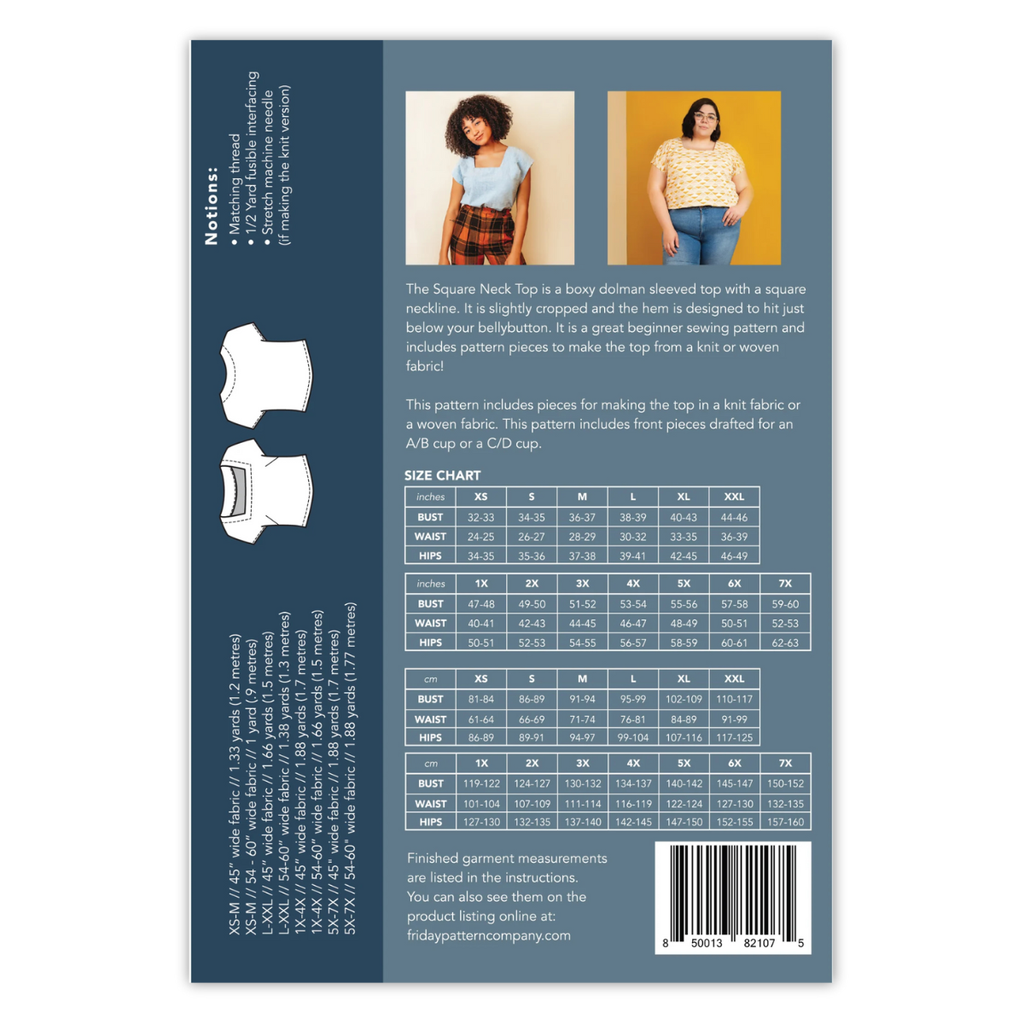 Friday Pattern Co. - The Square Neck Top