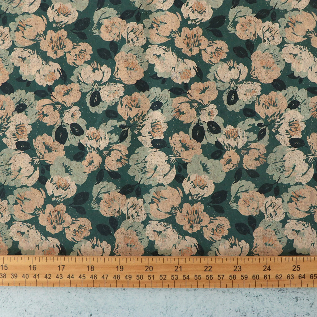 Sallie Tomato Cork Fabric - Darling Dahlias - 1/2 yd