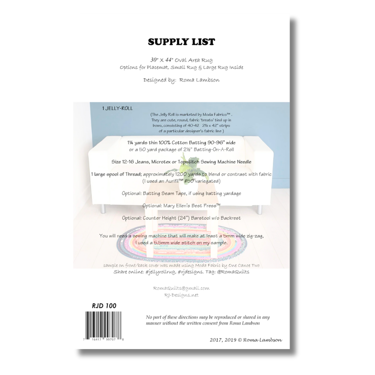 RJ Designs - Jelly Roll Rug Pattern