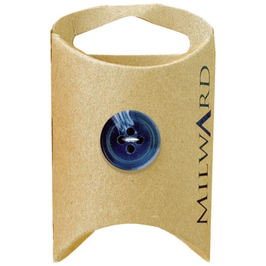 15mm Blue Poly 4-Hole Marble Buttons - 10 Pack