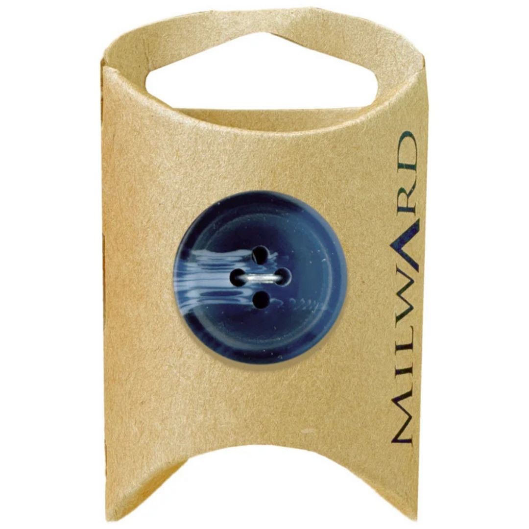 23mm Blue Poly 4-Hole Marble Buttons - 4 Pack
