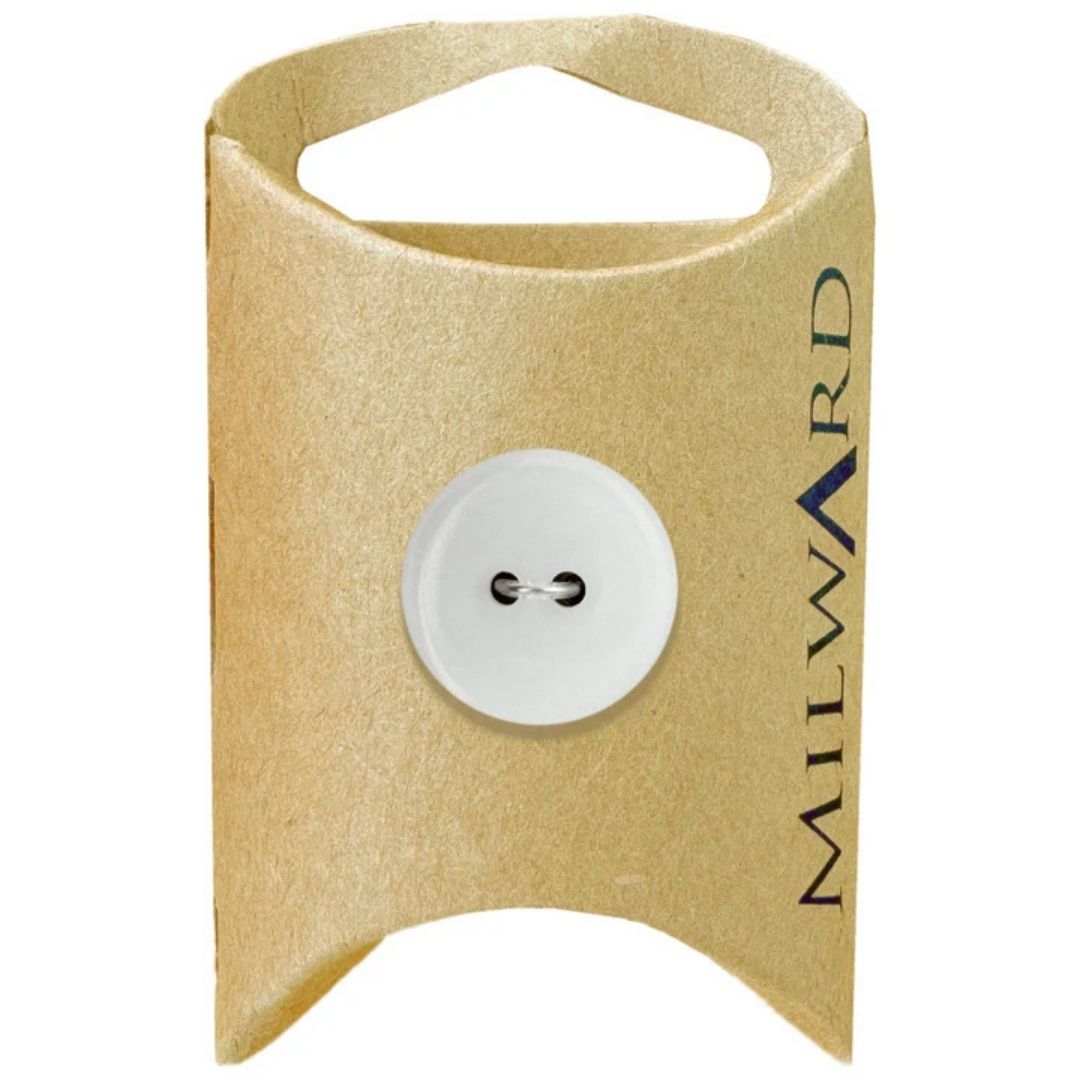 18mm White Poly 2-Hole Glossy Buttons - 6 Pack